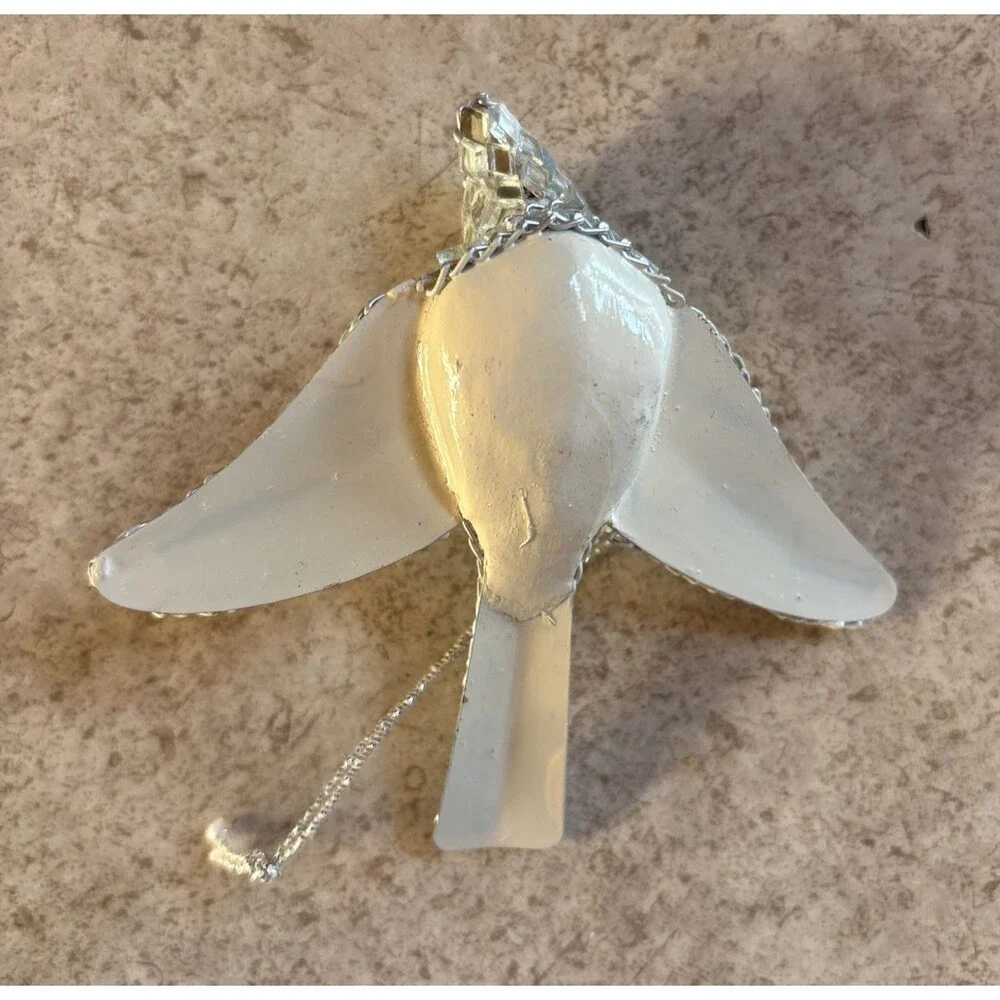 Vtg Mirror Dove Christmas Tree Ornaments Mosaic Bird Disco Silver Filigree Boot